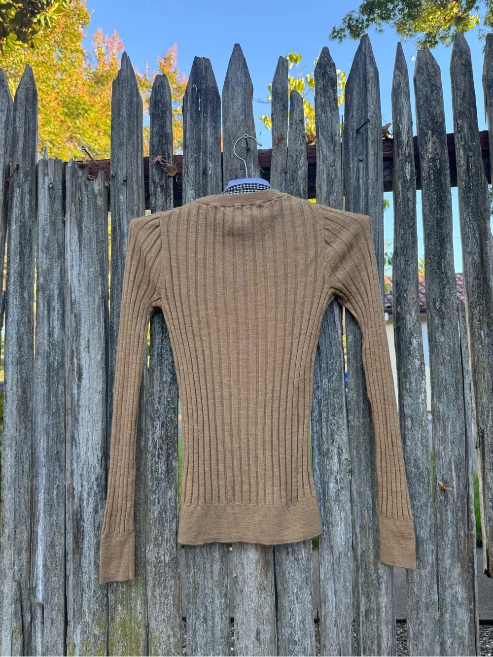 J. Crew Slim Ribbed Crewneck Sweater in Camel Brown